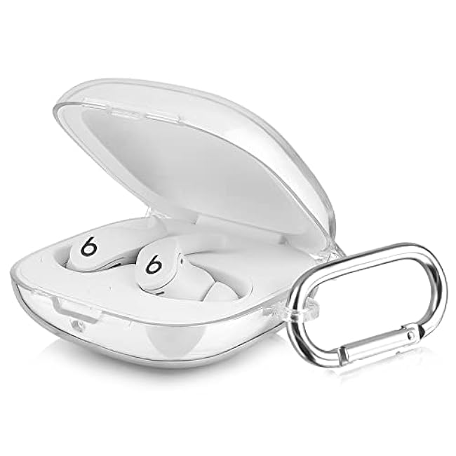 Compabitle with Beats Fit Pro Case Cover, Hard Case for Apple Beats Fit Pro 2021 Shockproof Protective Earbuds Case with Keychain Accessories for Men Women (Clear)